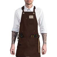 Aventais multifuncionais de tecido para chef de trabalho, churrasco, madeira, 6 bolsos, ferramentas, avental masculino