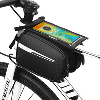 Bolsa frontal de bicicleta em couro PU à prova d'água para uso externo com suporte para celular para ciclismo