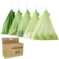 Bolsa de malha ecológica RPET lavável e reutilizável para frutas e legumes