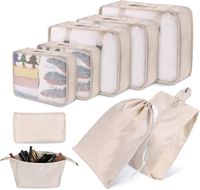 Conjunto de bolsas organizadoras de viagem 9 em 1, cubos de embalagem personalizados sólidos e leves