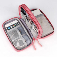 bolsa de armazenamento de cabo de viagem macia de camada dupla bolsa organizadora de viagem à prova d'água para discos rígidos powerbank de telefone e unidade flash usb