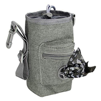 Dispensador de saco de cocô de cachorro para caminhada ao ar livre, suporte para petiscos, bolsa com cordão e alça ajustável