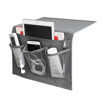Organizador de cabeceira utilitário 5 bolsos poliéster pendurado caddy para revistas telefones de controle remoto