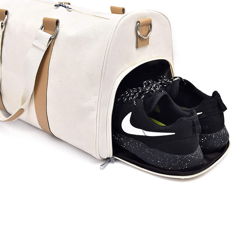 Bolsas duffle de fim de semana de lona com logotipo personalizado para mulheres e homens bolsa de viagem de luxo durante a noite com compartimento para sapatos