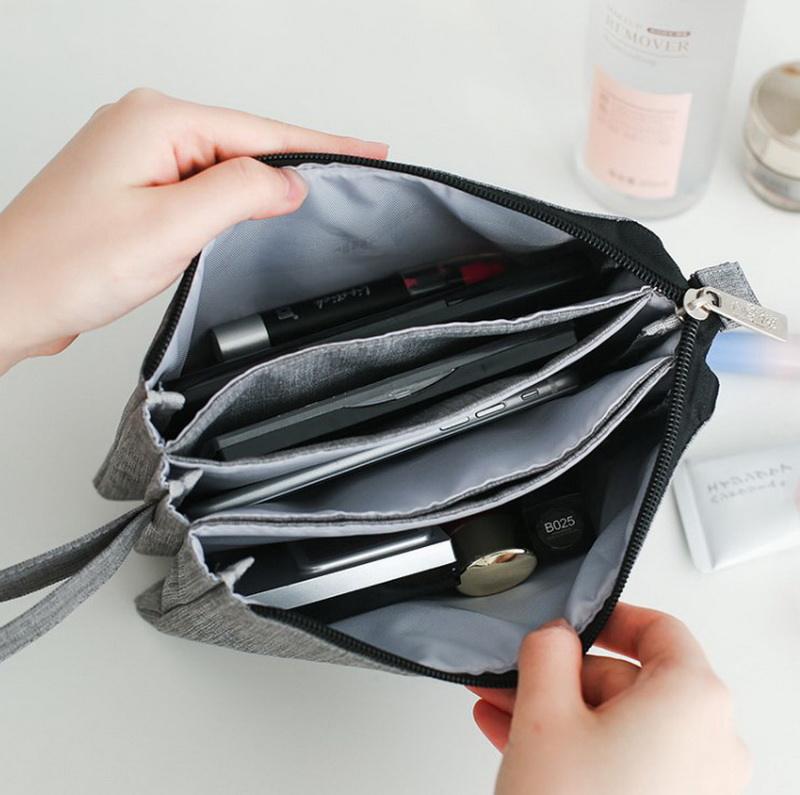 Reciclar saco organizador de banheiro de viagem feminino RPET para cosméticos, bolsa cosmética protetora à prova d'água com zíper
