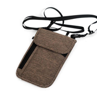Carteira portátil personalizada para viagem com alça de pescoço e porta-passaporte com bloqueio de RFID para homens e mulheres