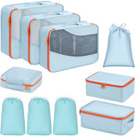 Estoque saco organizador de bagagem de viagem 8 peças conjunto de cubos mágicos reutilizáveis ​​cubos de embalagem de malha cubos de embalagem personalizados acessórios de viagem