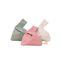 Bolsa feminina japonesa de veludo cotelê personalizada para compras bolsa de compras bolsa de nó de pulso