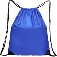 Mochila de poliéster promocional reutilizável e durável com cordão para transporte portátil bolsa de armazenamento com bolso com cordão