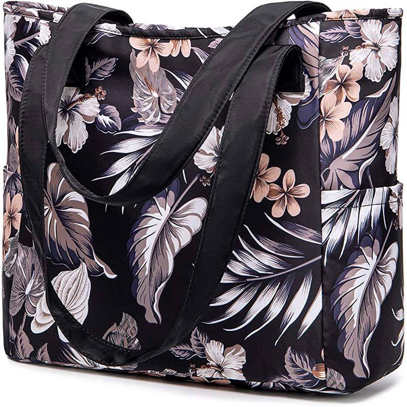 Moda feminina personalizada com estampa de sublimação bolsa tote bag grande bolsa de ombro de viagem com compartimento para laptop