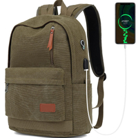 Mochila de lona para laptop, mochila escolar à prova d'água com carregamento USB mochila universitária