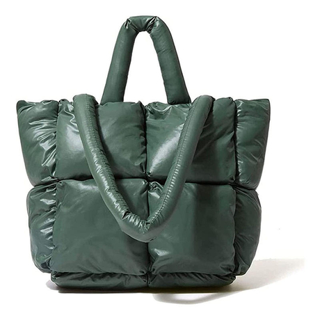 Bolsa puffer acolchoada feminina bolsa personalizada grande bolsa acolchoada e macia de inverno bolsa de nylon com travesseiro bolsa de compras
