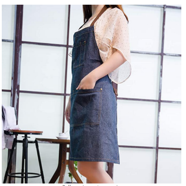 Atacado 100% algod&atilde;o avental de chef de cozinha personalizado avental de lona jeans para homem/mulher